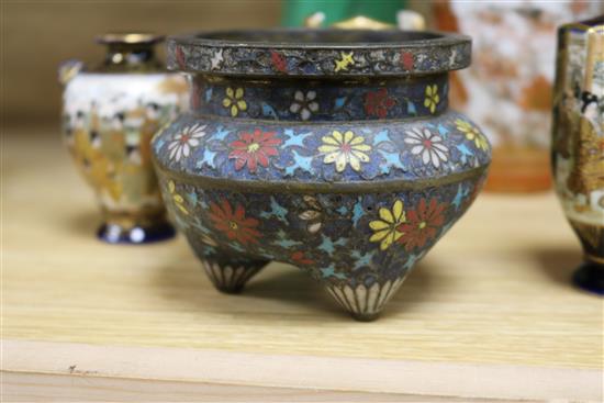 A quantity of Oriental ceramics including a cloisonne censer, a glass figure etc. tallest 27cm